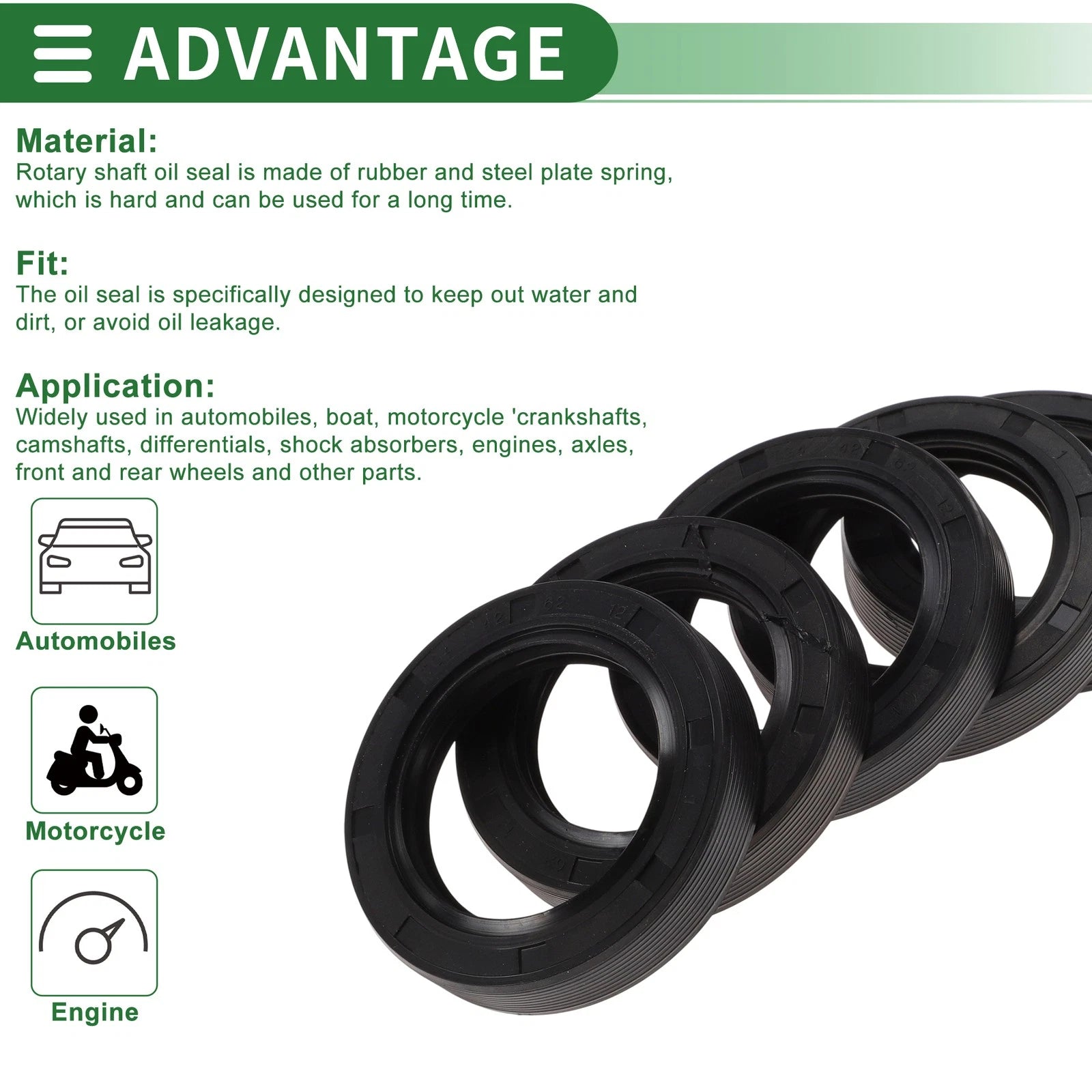 Set of 5 Oil Seals NBR Rubber 42x62x12mm for Various Models 