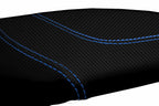 Console Lid Armrest Cover for Ford F150 Lariat (1997–2003) Carbon Fiber Blue Stitch