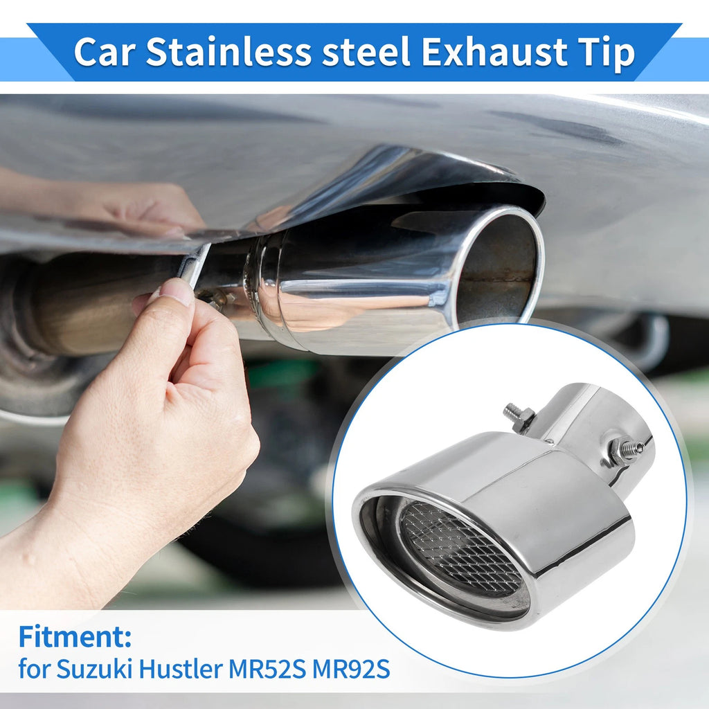 2.36" Exhaust Muffler Tip Pipe for Suzuki Hustler MR52S MR92S Silver Tone