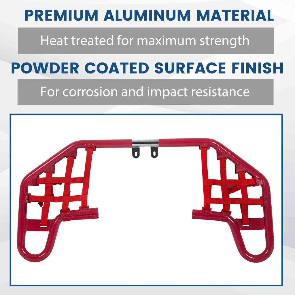 Red Nerf Bars w/ Nets for Yamaha Warrior 350 YFM350X (1987–2004)