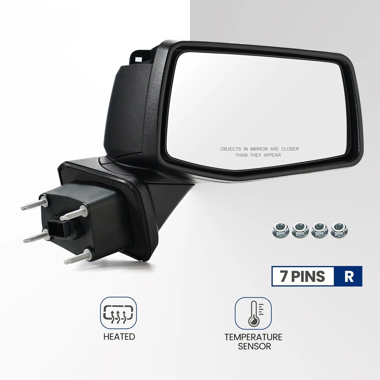 Side Mirror for Chevy Silverado 1500 (2019–2024) Heated, Temp Sensor, 7 Pin Right