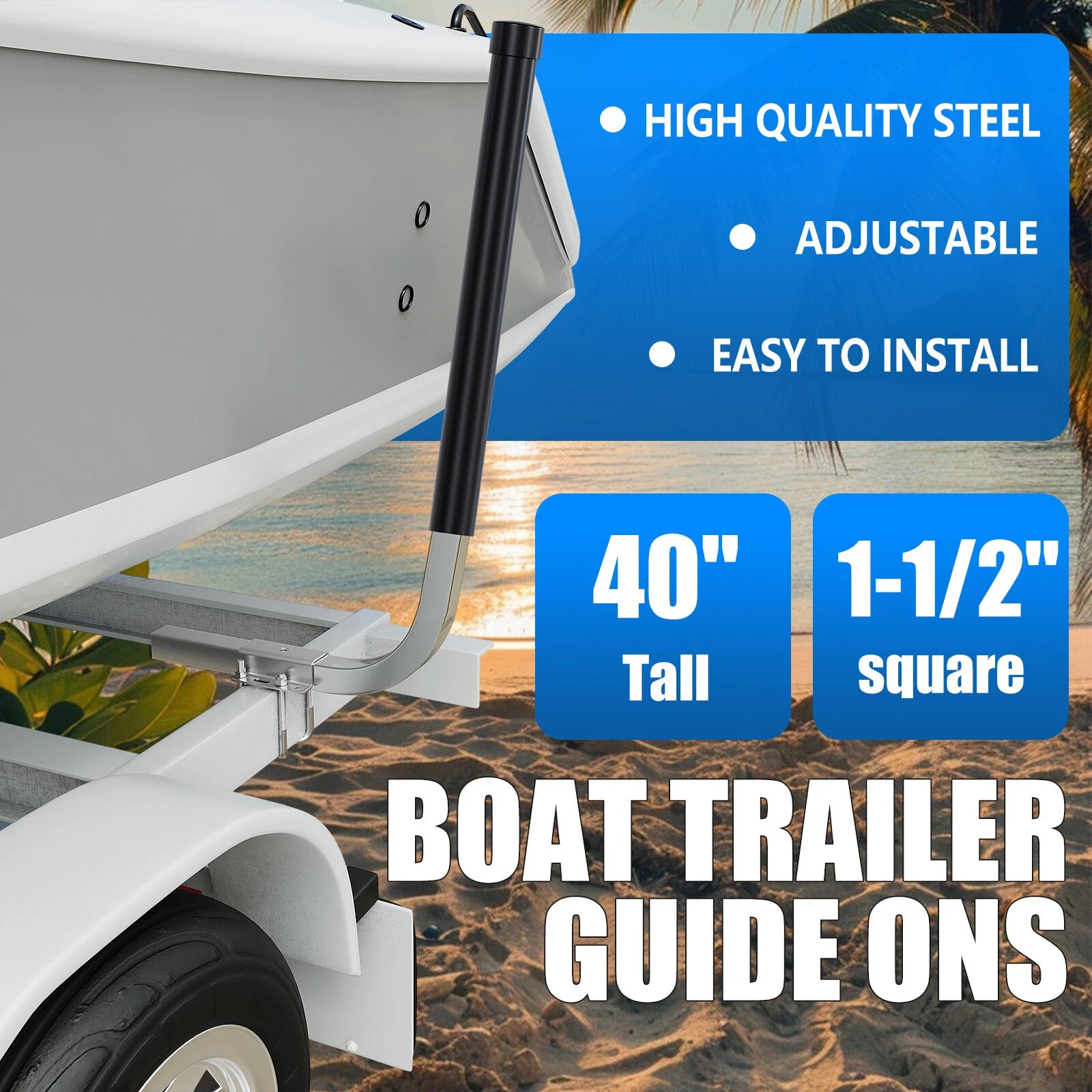 Pair of 40" Guide On Posts with PVC Poles for Boat Trailer (Sailboat)