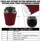 3" 76mm Inlet Cold Air Intake Cone Replacement Dry Air Filter for