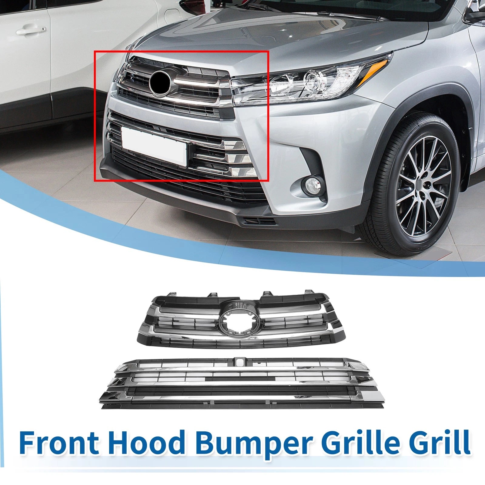Front Lower Upper Hood Bumper Grille for Toyota Corolla (2020–2022) Black