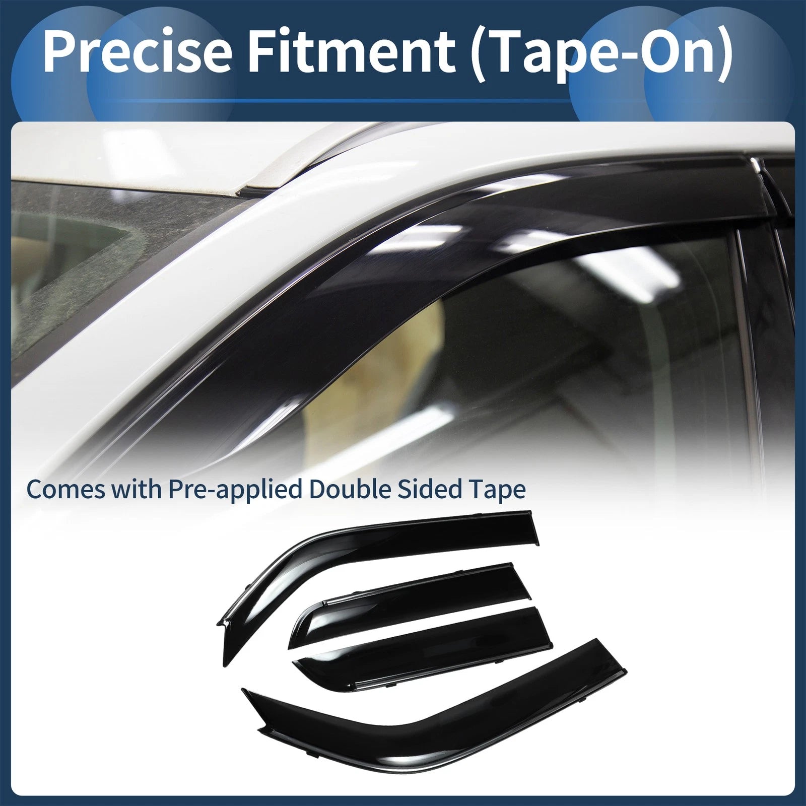 Set of 4 Window Deflectors for Toyota 4Runner (2010) - Black Vent Visors