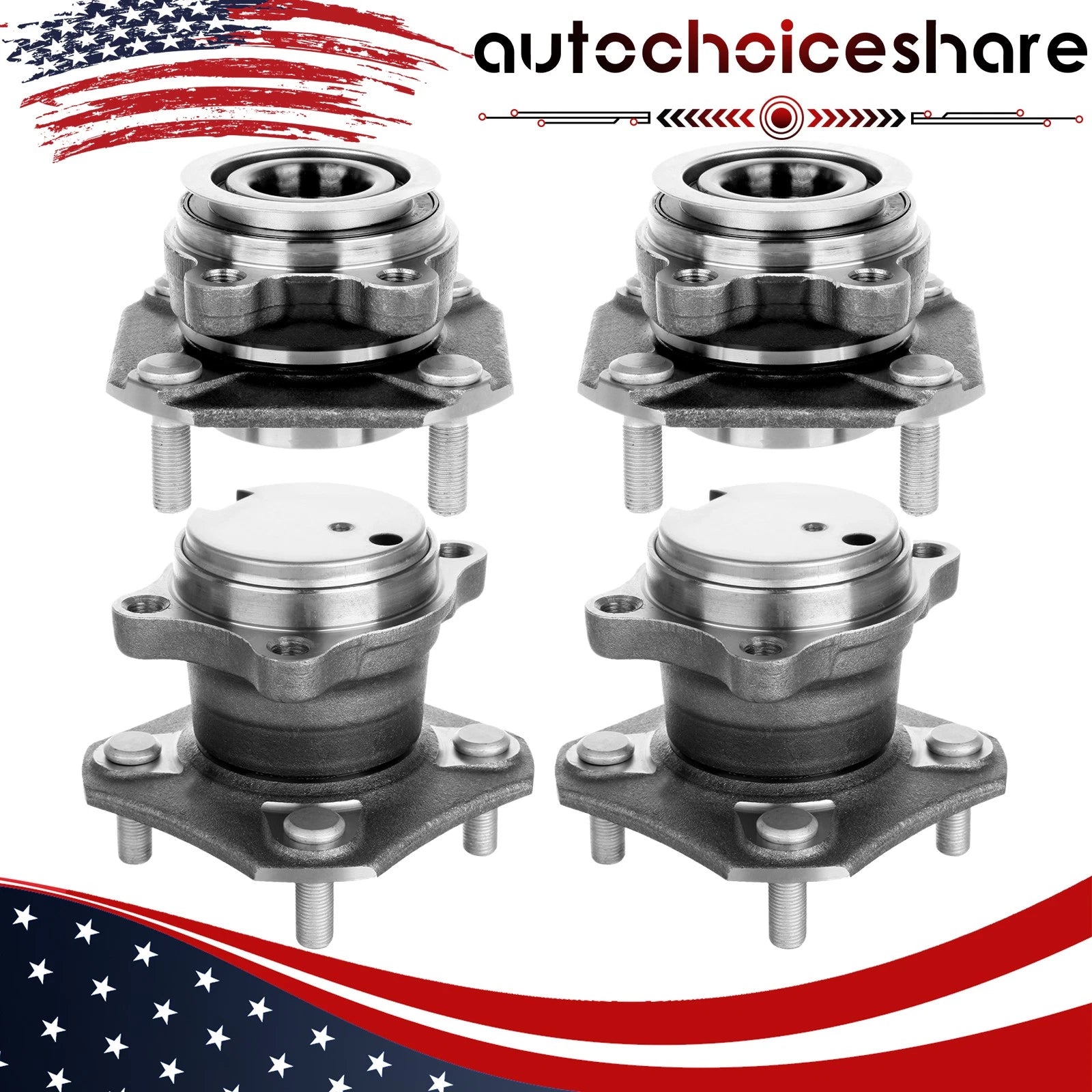 Set of 4 Wheel Hub Bearing Assemblies for Nissan Sentra (2007–2012)