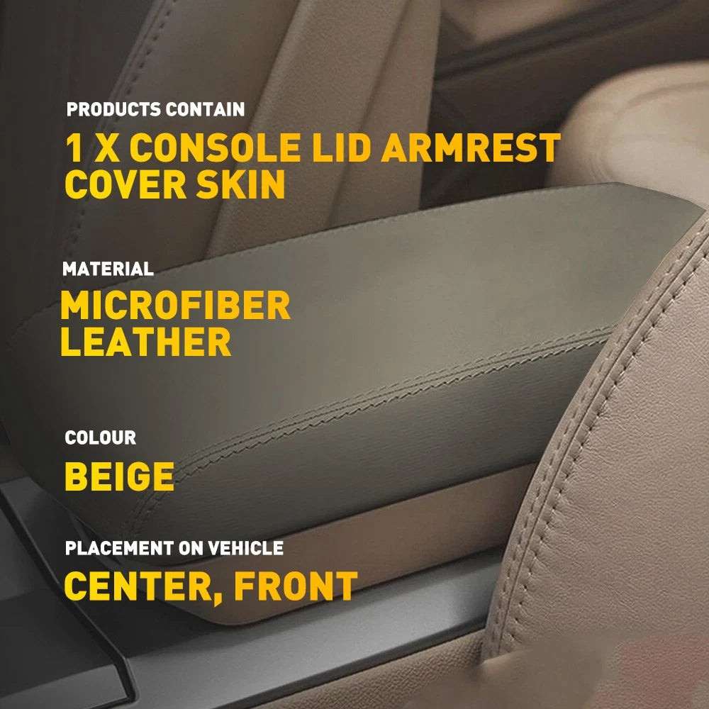 Center Console Lid Armrest Cover for Ford Ranger (1998–2004) EPY, Beige Leather