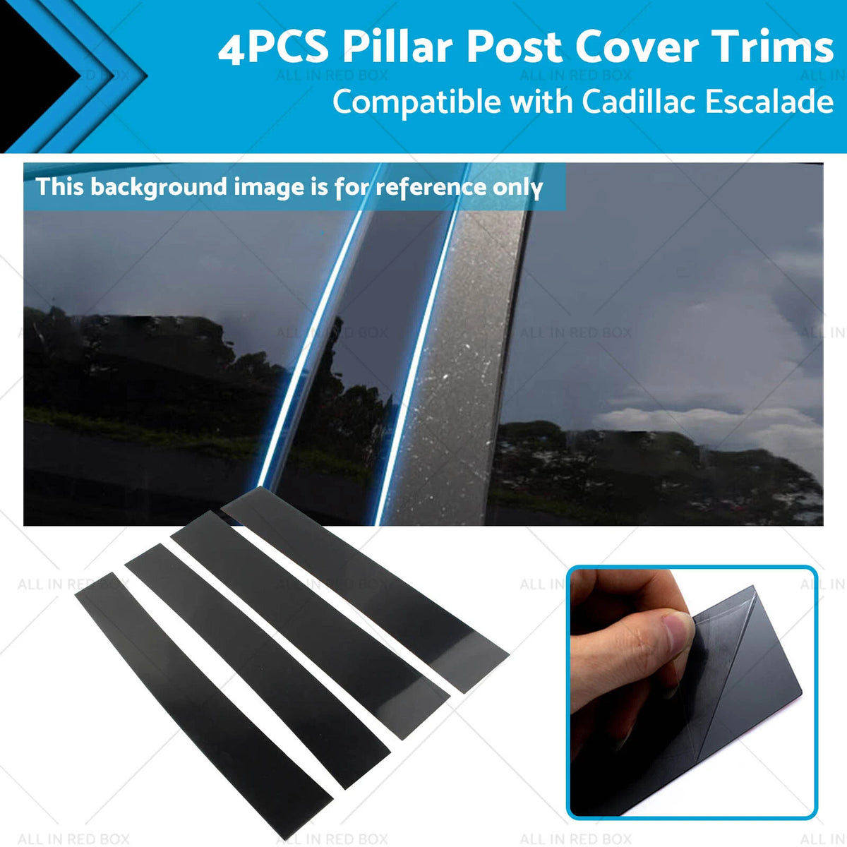 Set of 4 Black Pillar Post Cover Trims for Cadillac Escalade (2007–2014)