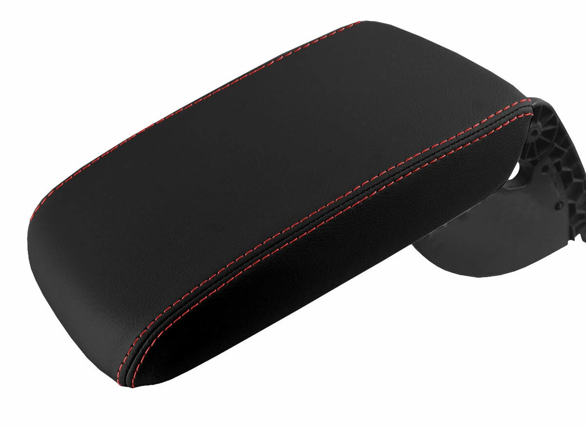 Leather Console Lid Pull Over Armrest Cover for VW Passat (2011–2018) Red Stitch