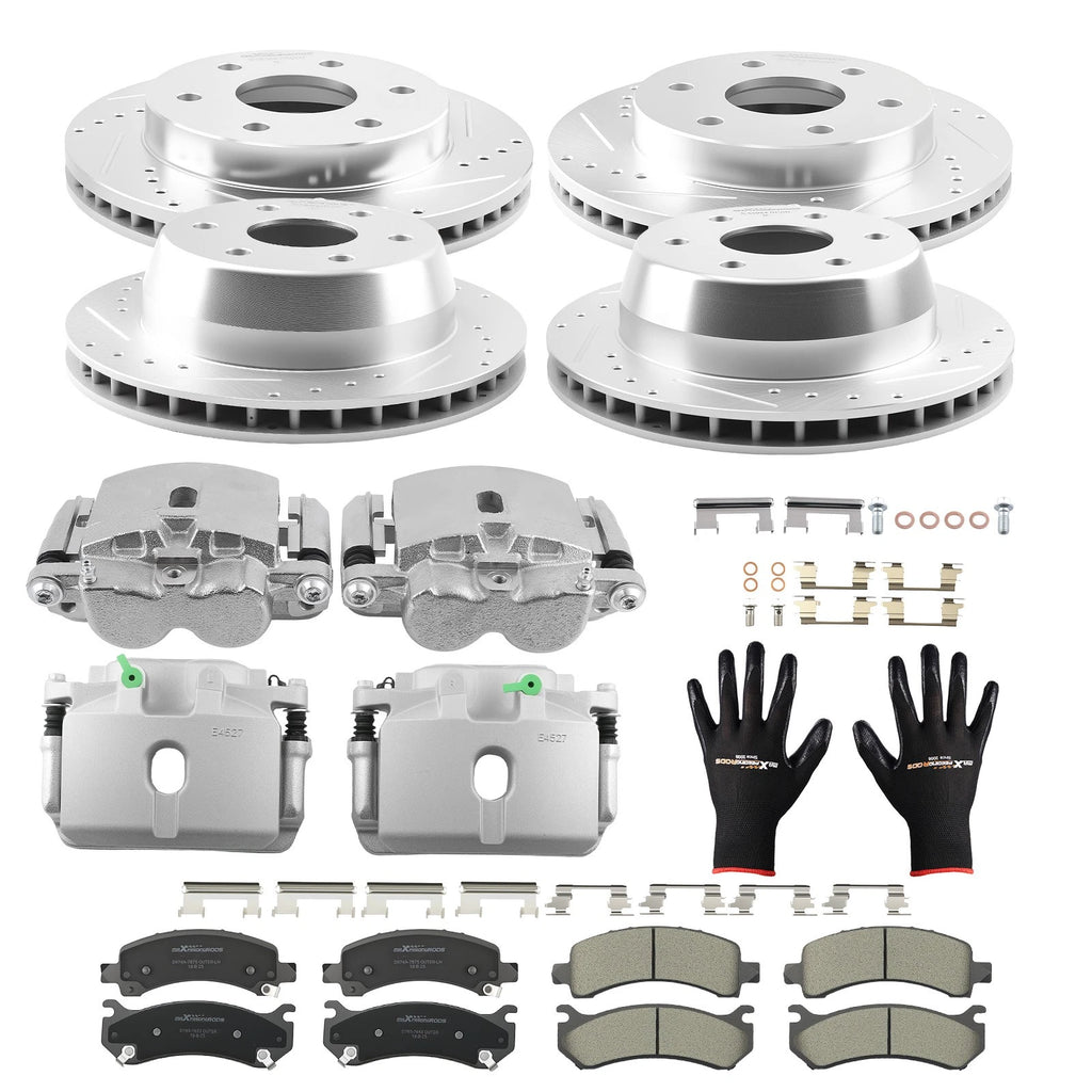 Front Rear Disc Brake Calipers Rotors w/Pads for Chevy Tahoe GMC Yukon (2002–2006)