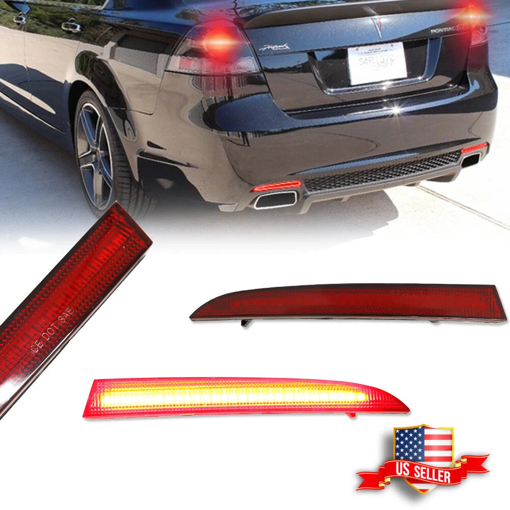 2X Red Lens LED Bumper Reflector Tail Lights for Chevy Camaro (2016–2023)