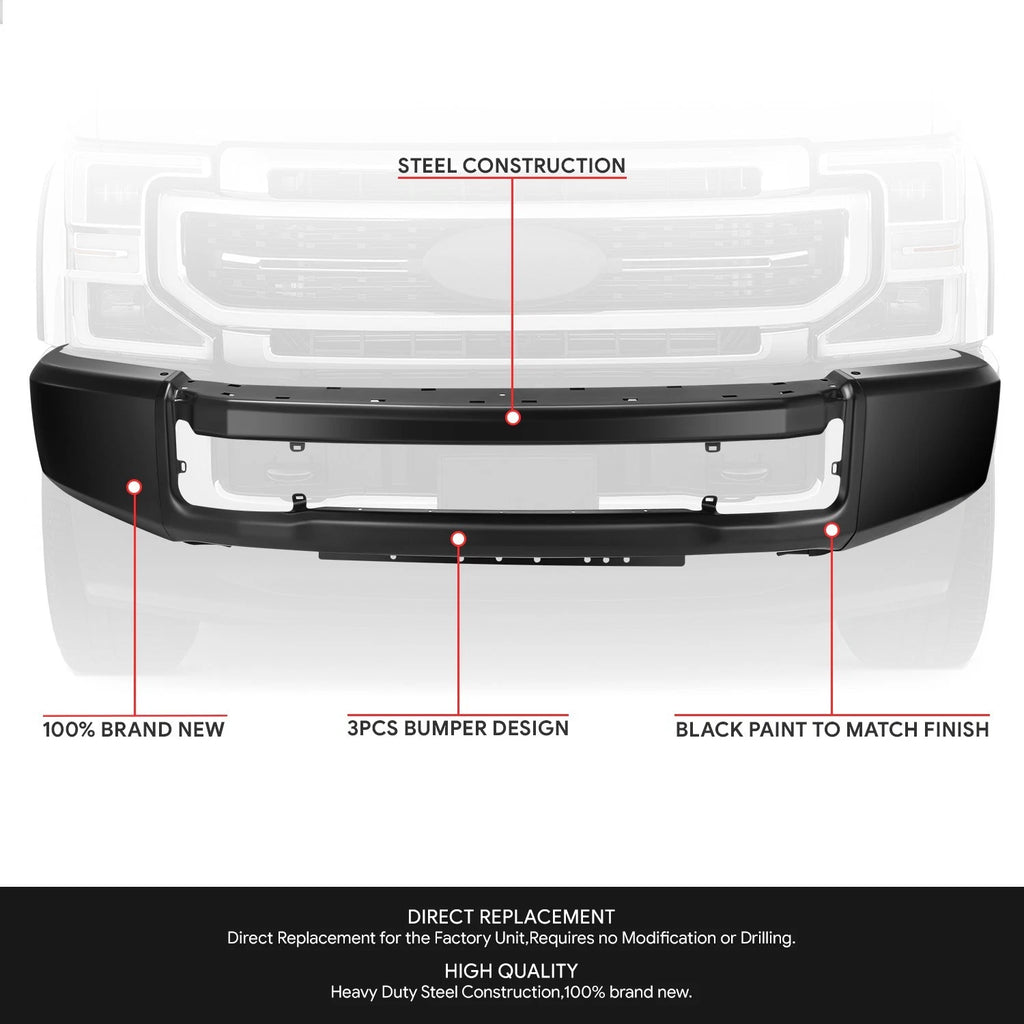 Front Bumper for Ford F250 F350 Super Duty (2020–2022) W/O Foglight Holes