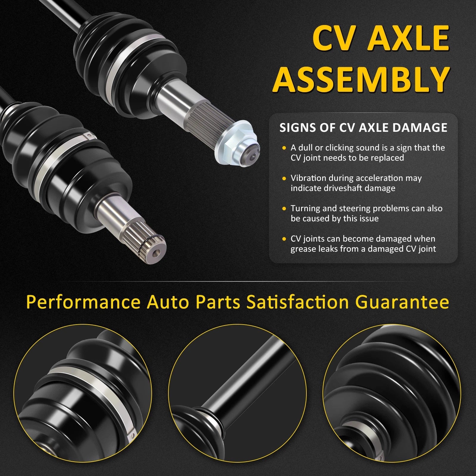 2X Front CV Axle Shaft Assembly for Yamaha Grizzly 660 (2003–2008)