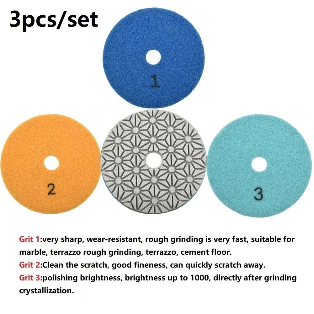 Set of 3 Polishing Pads for Granite (100mm)