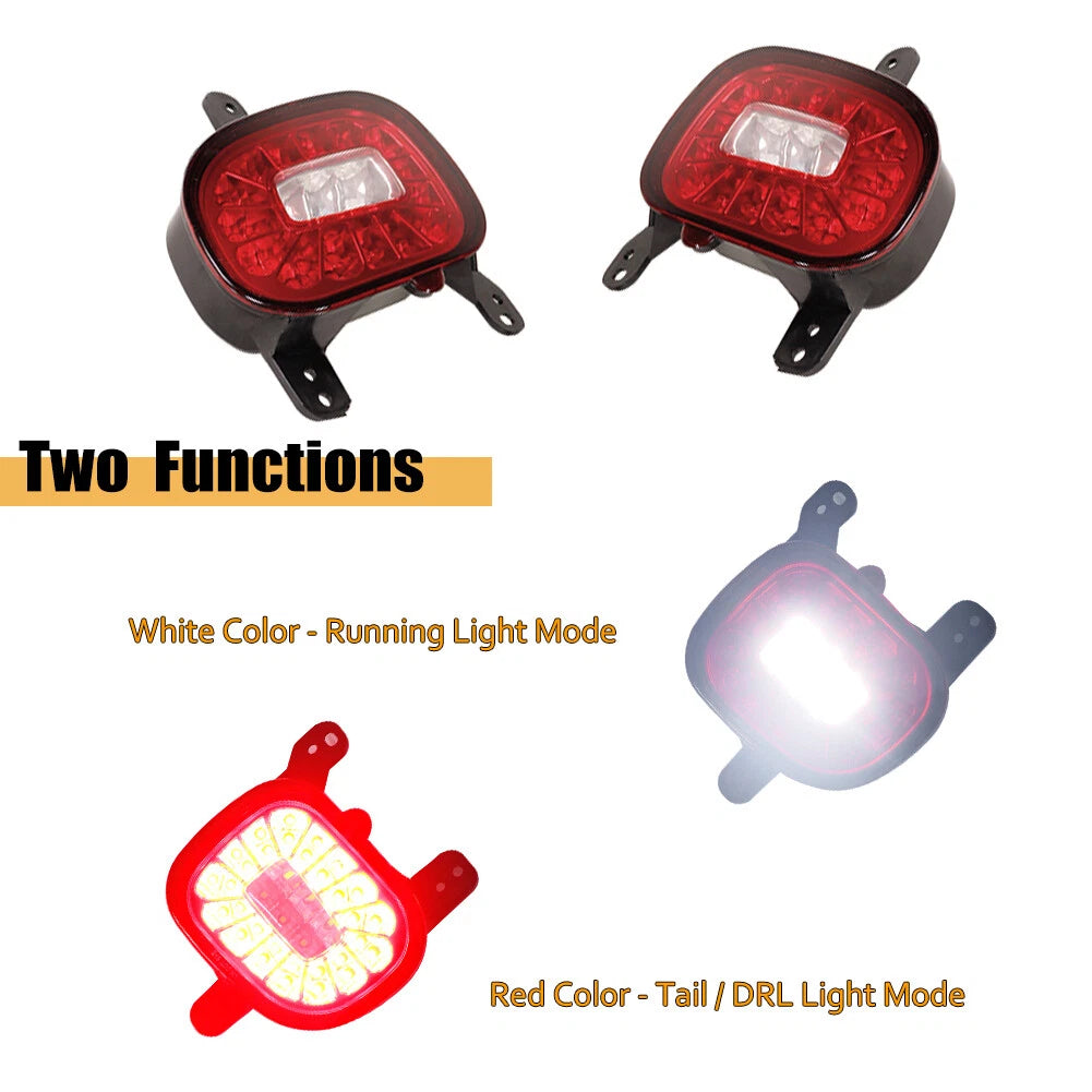 Clear & Red Lens Rear Bumper Reflector Tail Light for Jeep Renegade (2015–2022)