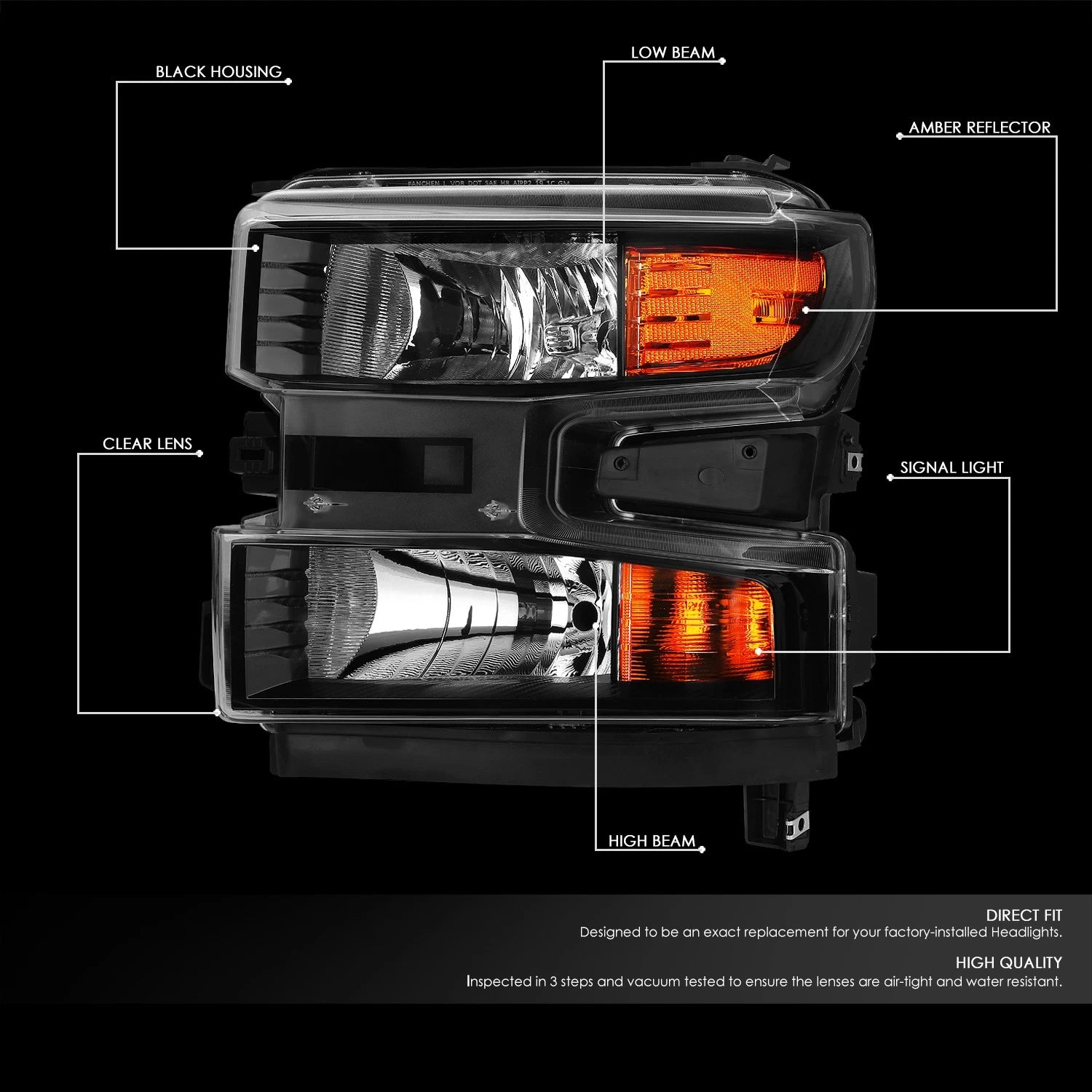 Headlight Lamp for Chevy Silverado 1500 WT Custom Trail Boss (2019–2021)