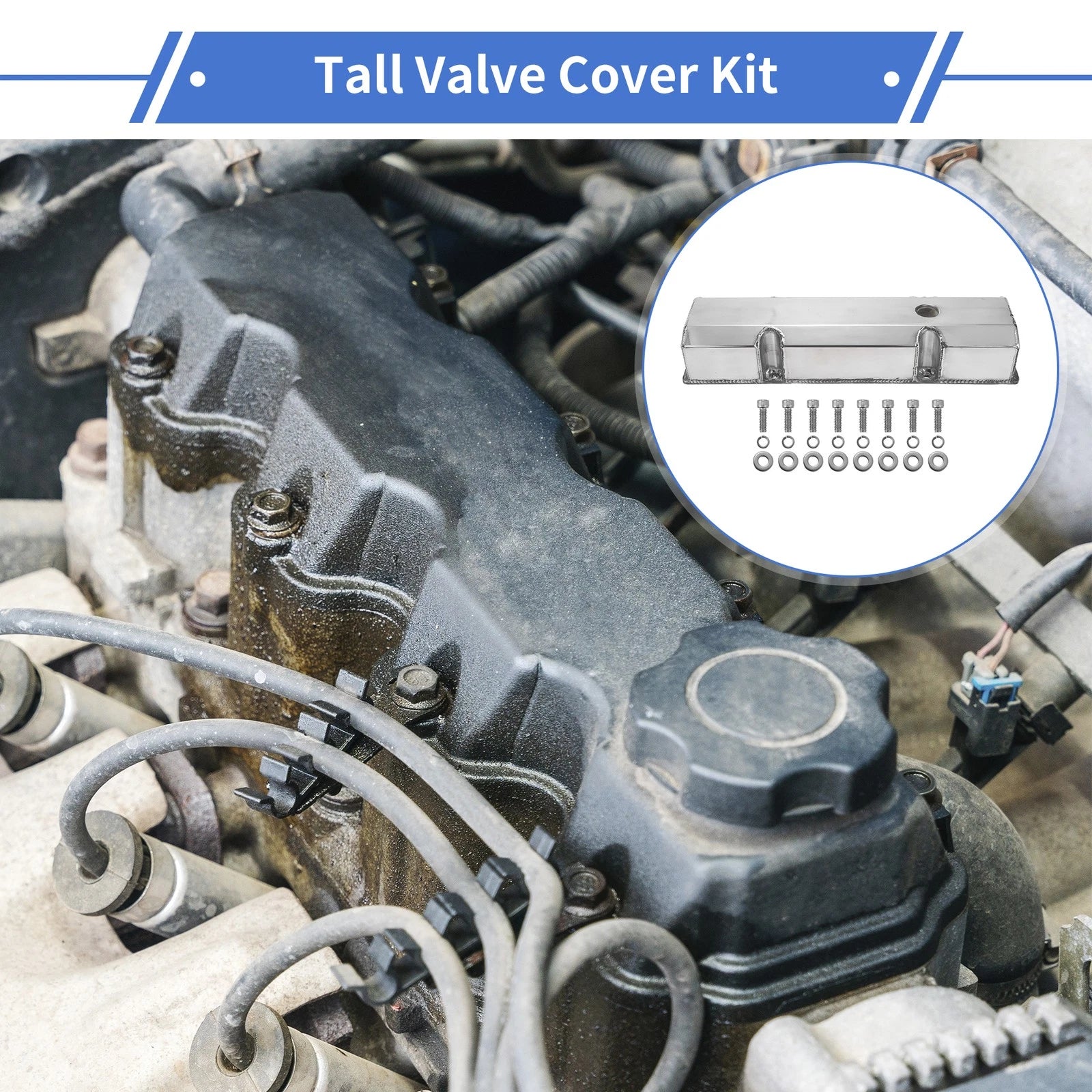 Valve Cover for Chevrolet 283 302 305 (1958–1986) W/ Long Bolts Gaskets