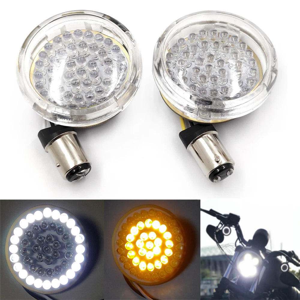 2X 1157 Bullet White/Amber LED Turn Signal Insert for Harley