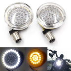 2X 1157 Bullet White/Amber LED Turn Signal Insert for Harley