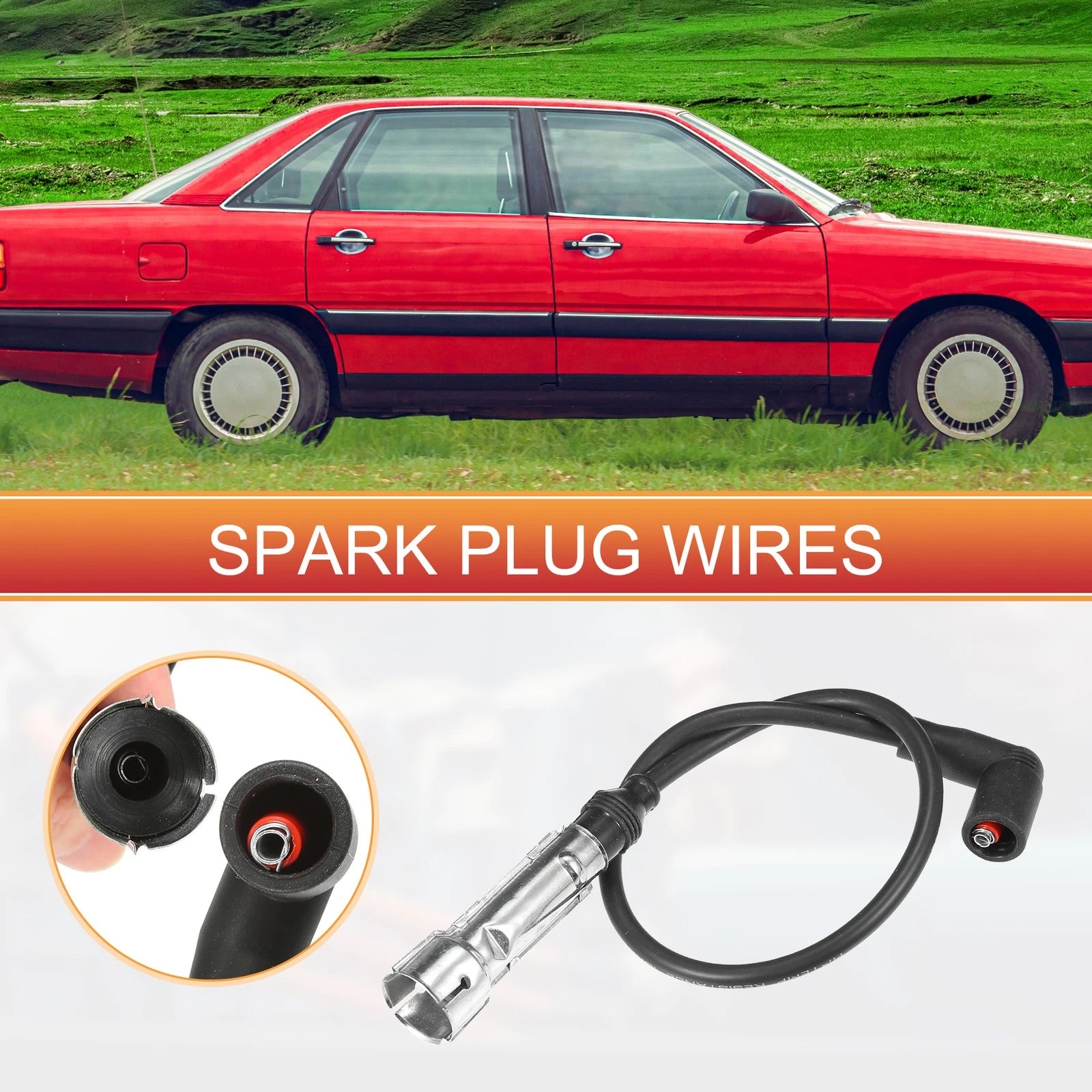 6X Spark Plug Wire Ignition Coil Cable No. 437998031B for Audi 80 100 200 (1980–1996)