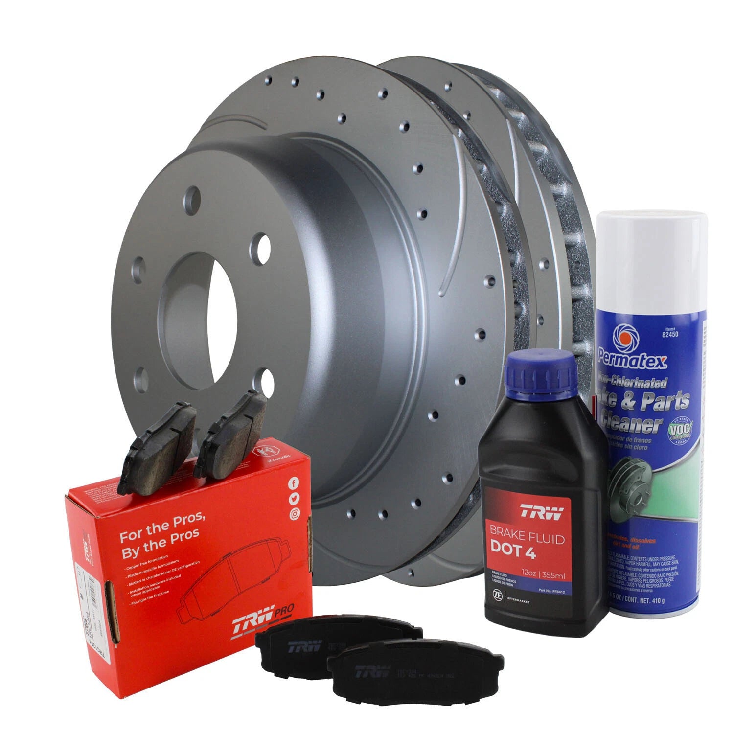 Rear Brake Kit 330mm Drilled Disc & TRW Pro Ceramic Pads for Cadillac Chevy GMC