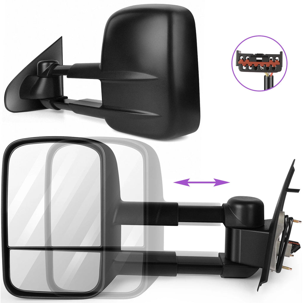 Pair of Telescoping Trailer Power Side Mirrors for F150/F250 (1997–2003)