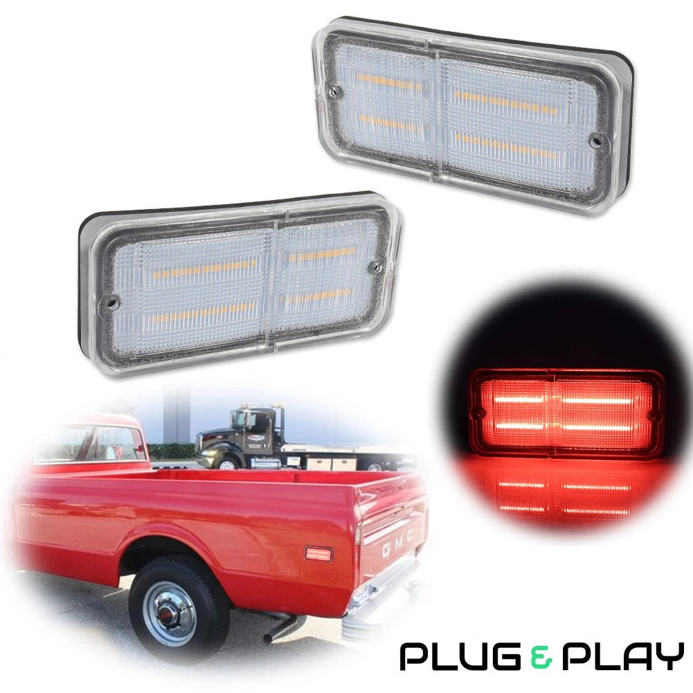 2X Clear LED Rear Side Marker Lights for Chevy GMC C/K Trucks Suburban