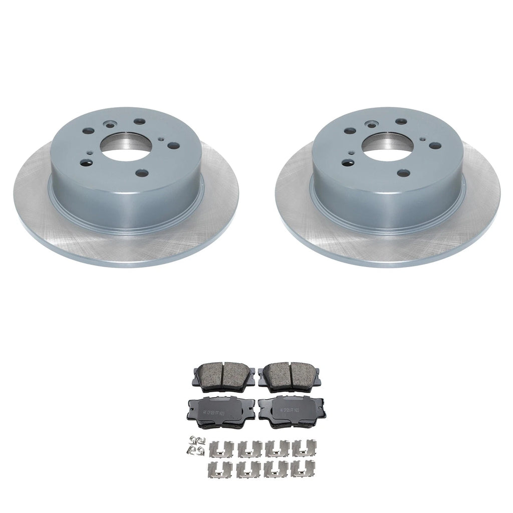 Set of 2 DuraGo Rear Rotors & Akebono ProACT Ceramic Pads for ES350, Camry