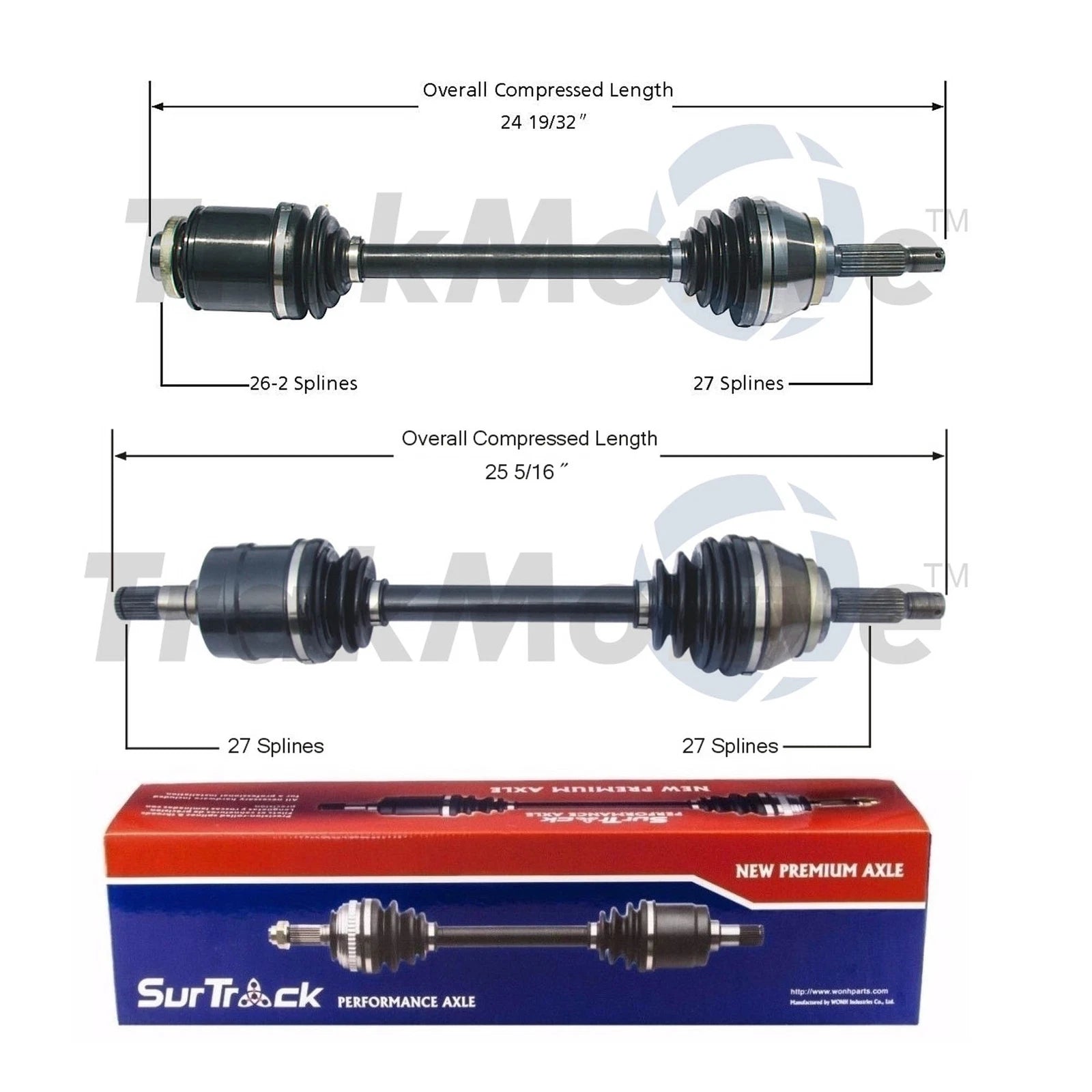 Set of 2 Front CV Axle Shafts for Dodge Stealth Mitsubishi 3000GT (1991–1999)