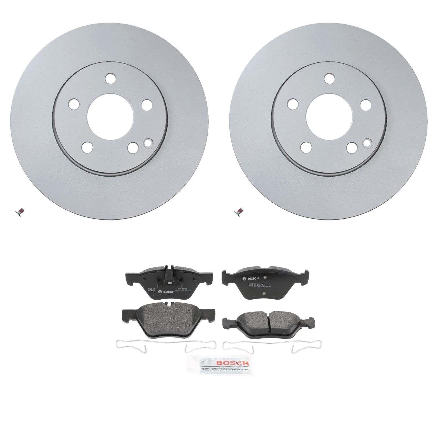 Front Rotors & Bosch QuietCast Ceramic Brake Pads Kit for Mercedes W211 E320 (2003–2009)
