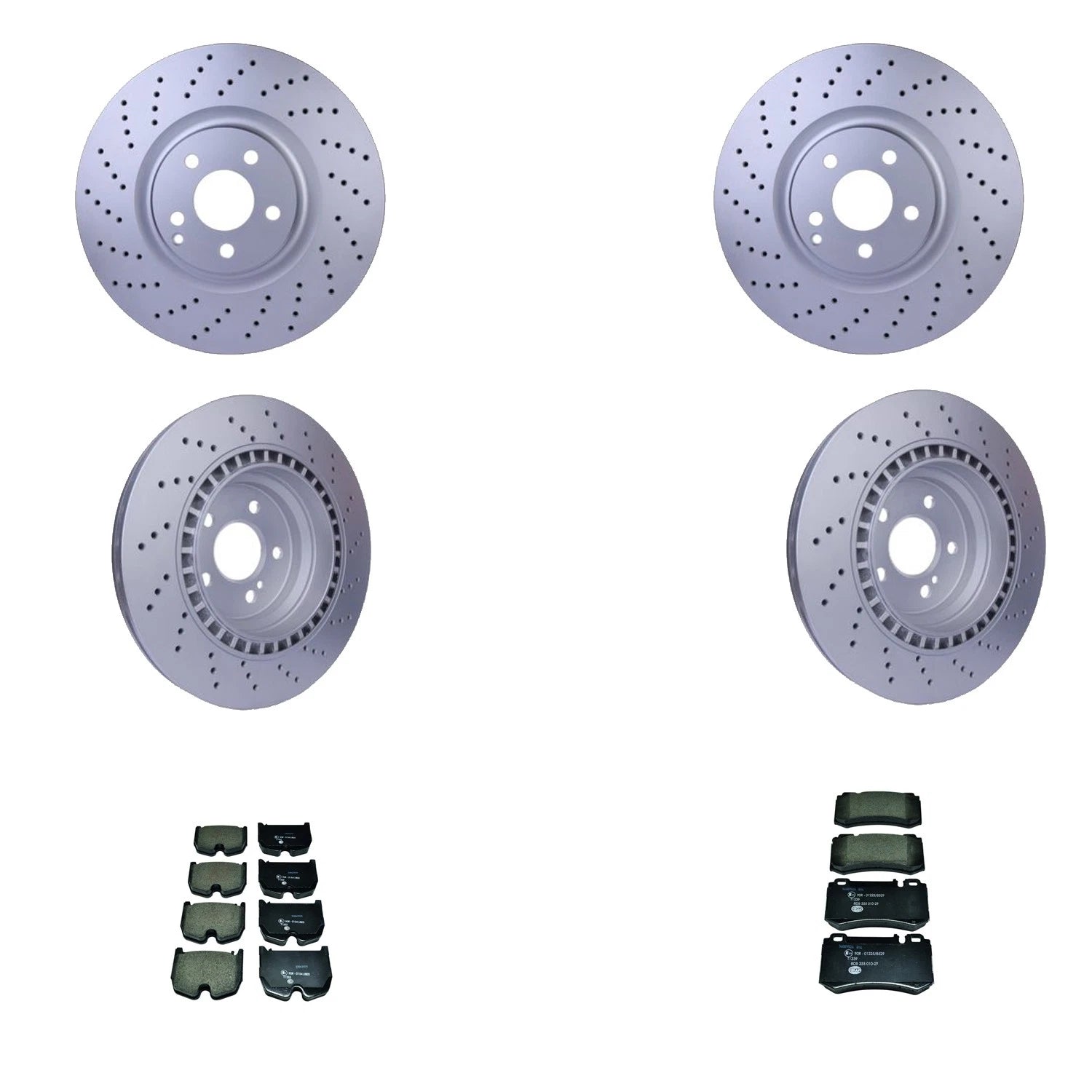 Hella Front Rear Rotors Low-Met Disc Brake Pad Kit for Mercedes CLS55 AMG, E55 AMG (2006–2011)