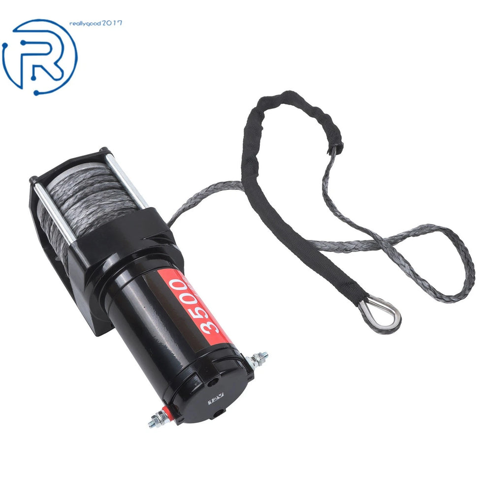 Electric Winch 3500lbs for Universal Use (12V, 1.5HP, 50ft Synthetic Rope)