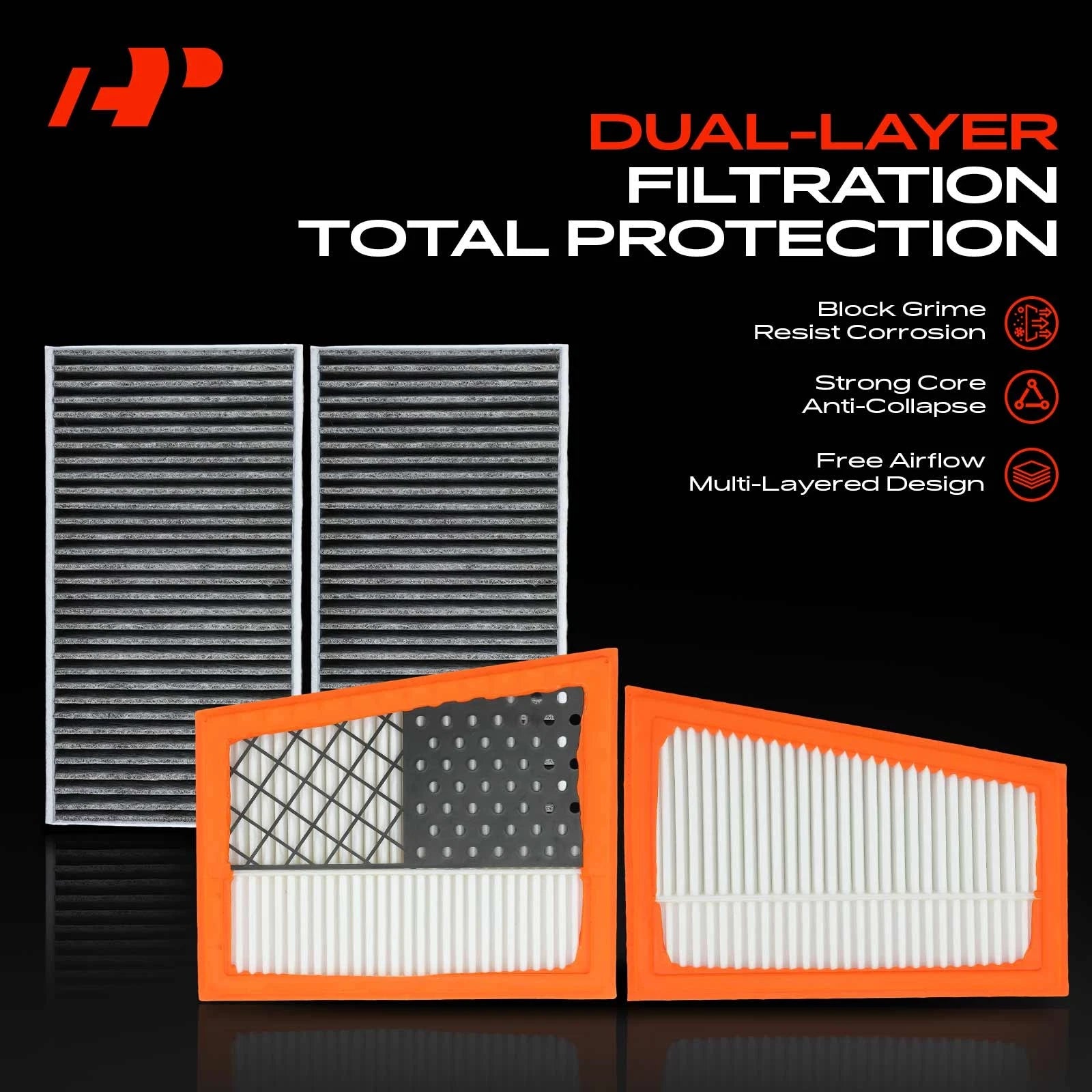 2X Engine & Active Carbon Cabin Air Filter for Mercedes-Benz ML320 (2000-2005)