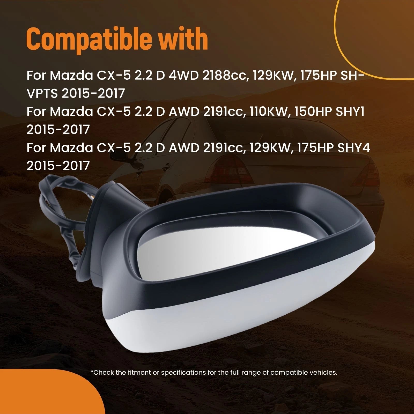 Left Side Mirror for Mazda CX-5 (2015–2017) Power Folding Heated LED