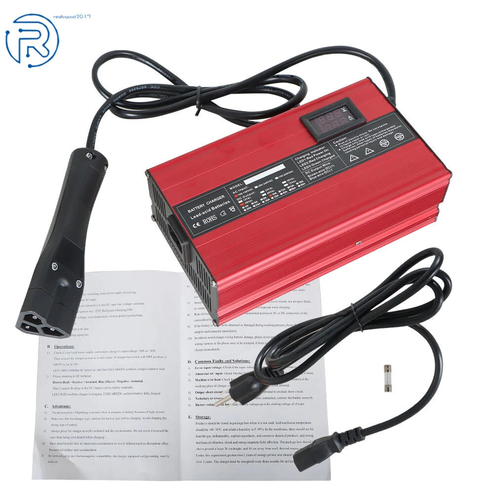 3 Pin RXV Plug Battery Charger for EZGO RXV & TXT Golf Carts (48V, 10A)