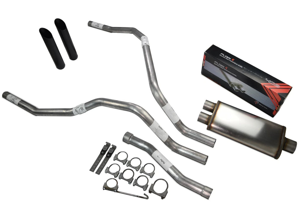 Dual Exhaust 2.5 Inch Flow II Black Tip for Nissan Titan (2004–2006)