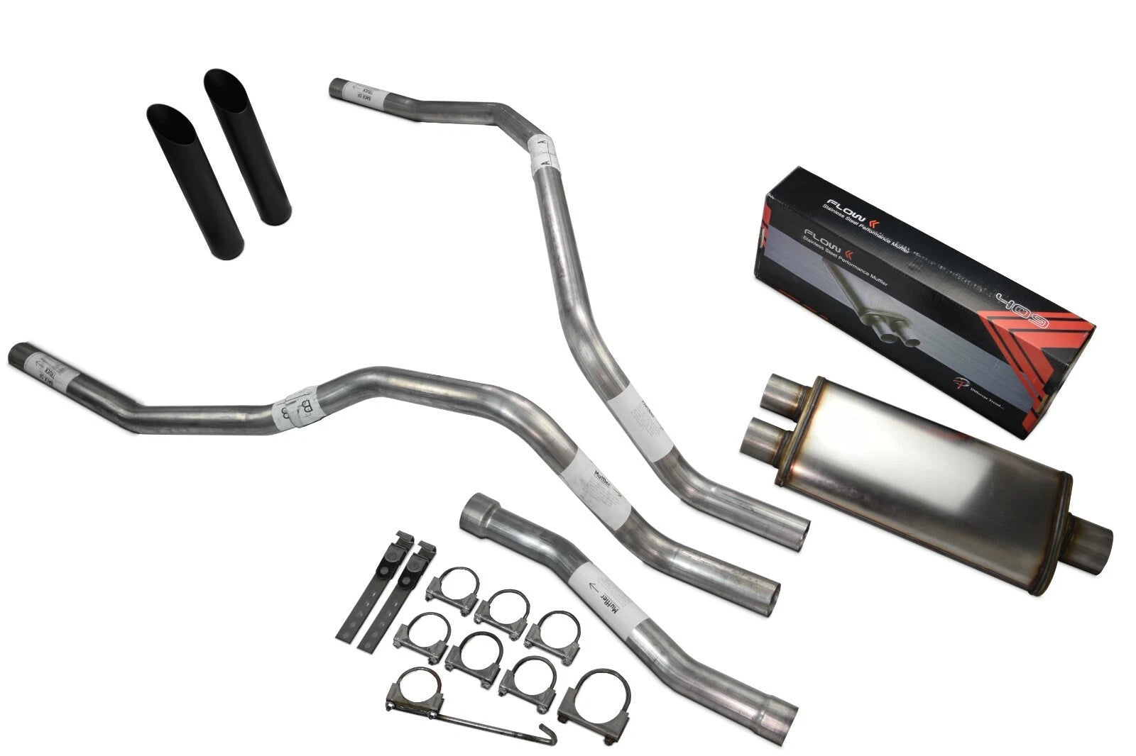 Dual Exhaust 2.5 Inch Flow II Black Tip for Nissan Titan (2004–2006)