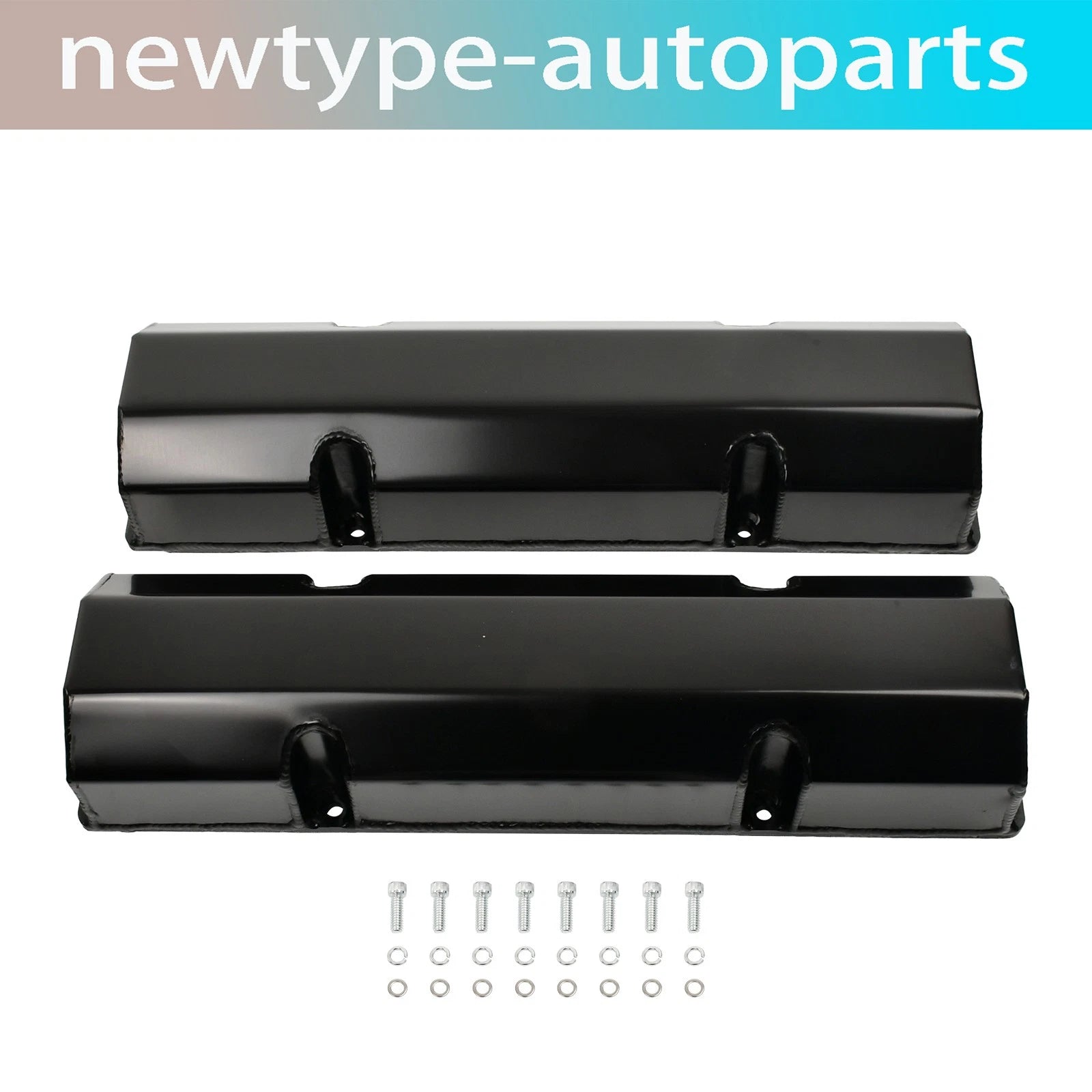 Tall Black Fabricated Valve Covers for Chevy SBC 350 (No Hole)