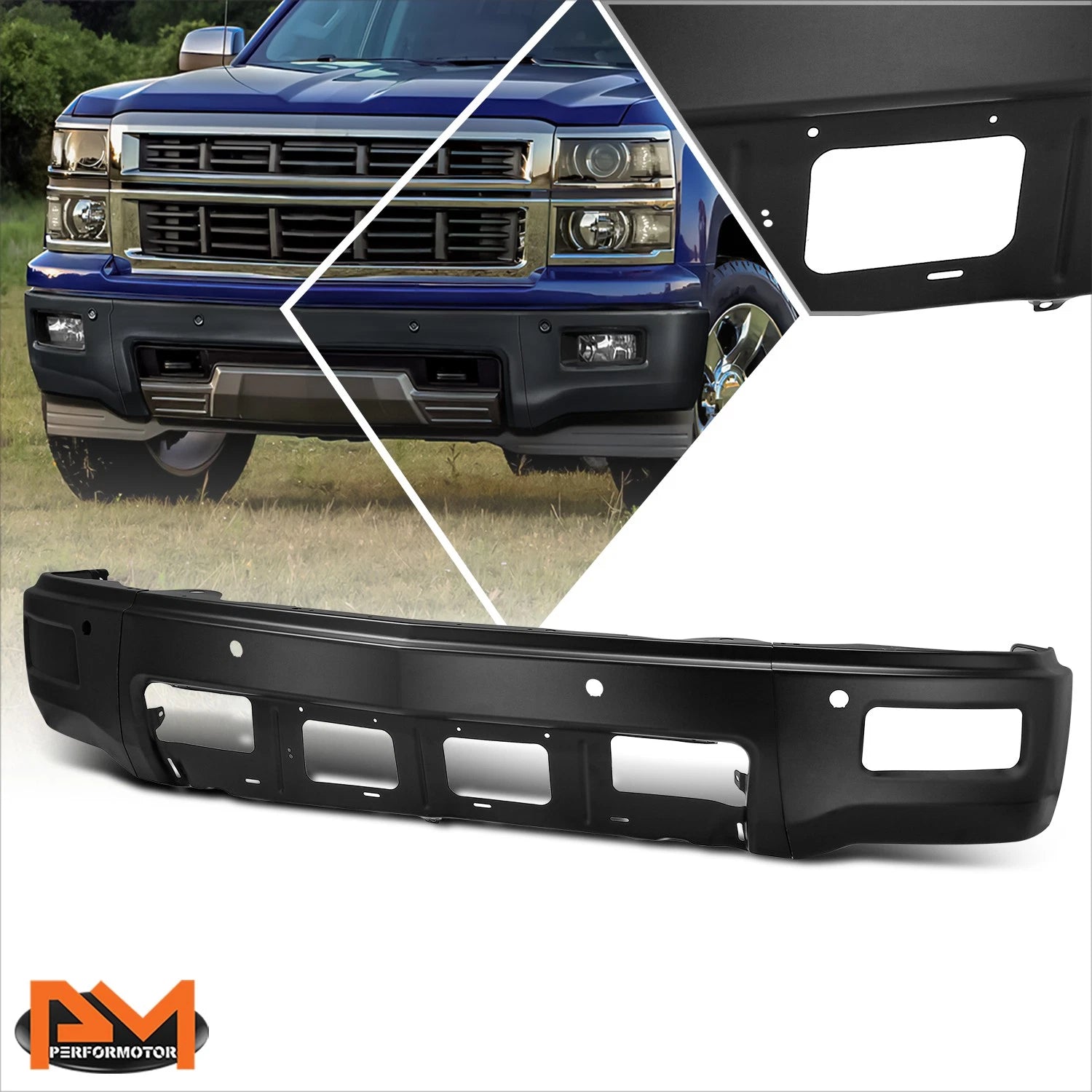 Front Bumper Face Bar w/ Fog Lights & PAS Holes for Chevy Silverado 1500 (2014–2015)