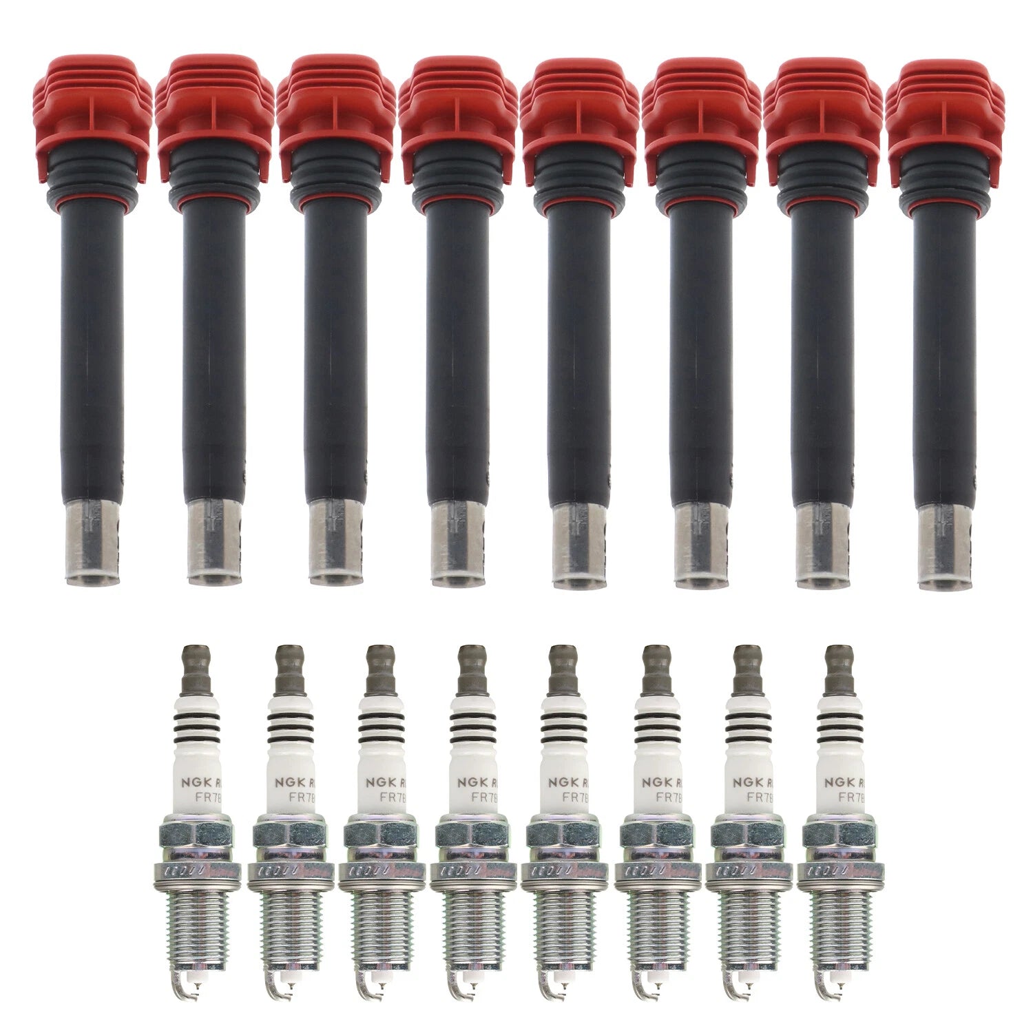 Set of 8 Ignition Coils & NGK Ruthenium HX Spark Plugs for Audi A6 Quattro, Q7, S5 V8