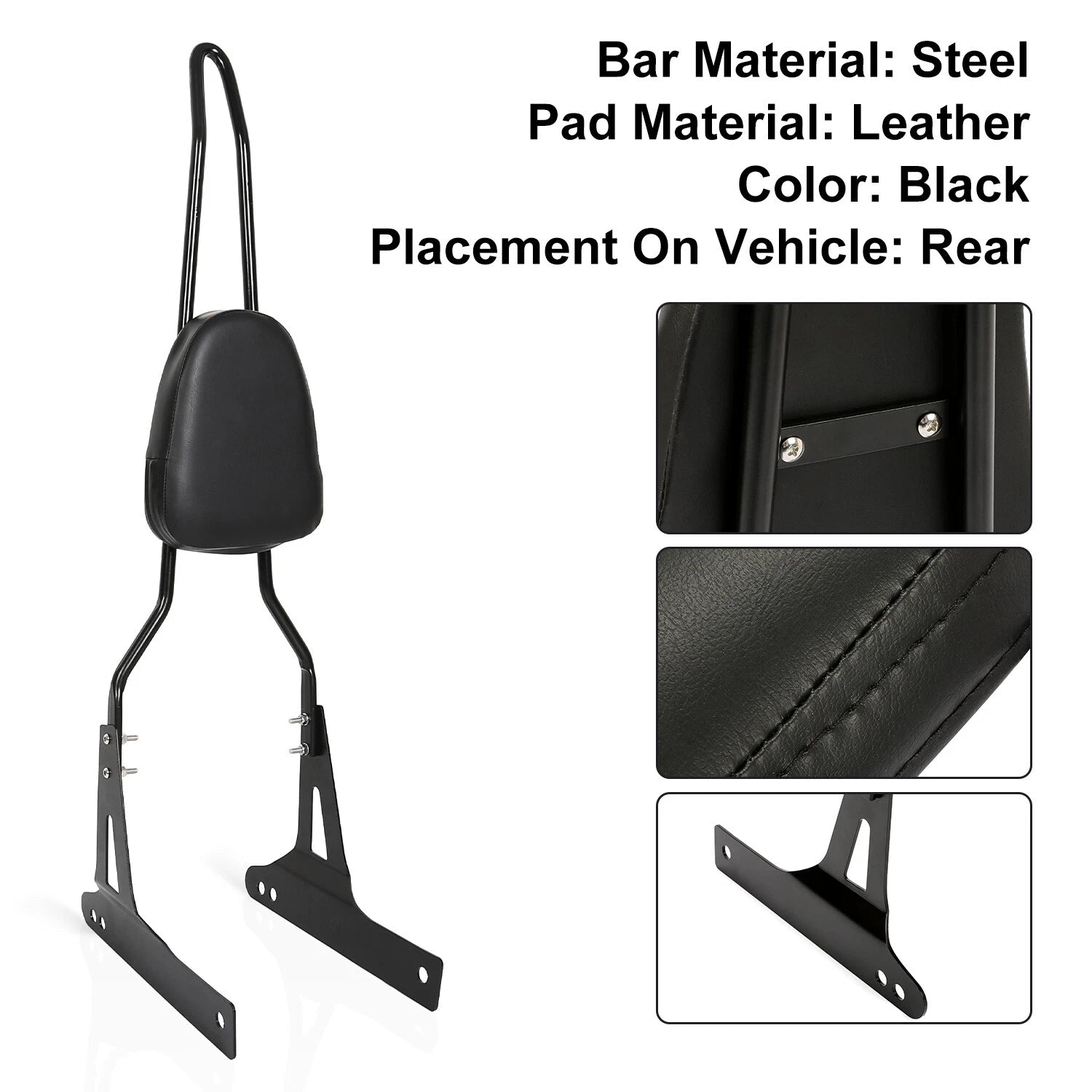 Black Passenger Backrest Sissy Bar for Harley Dyna Low Rider (2006–2017)