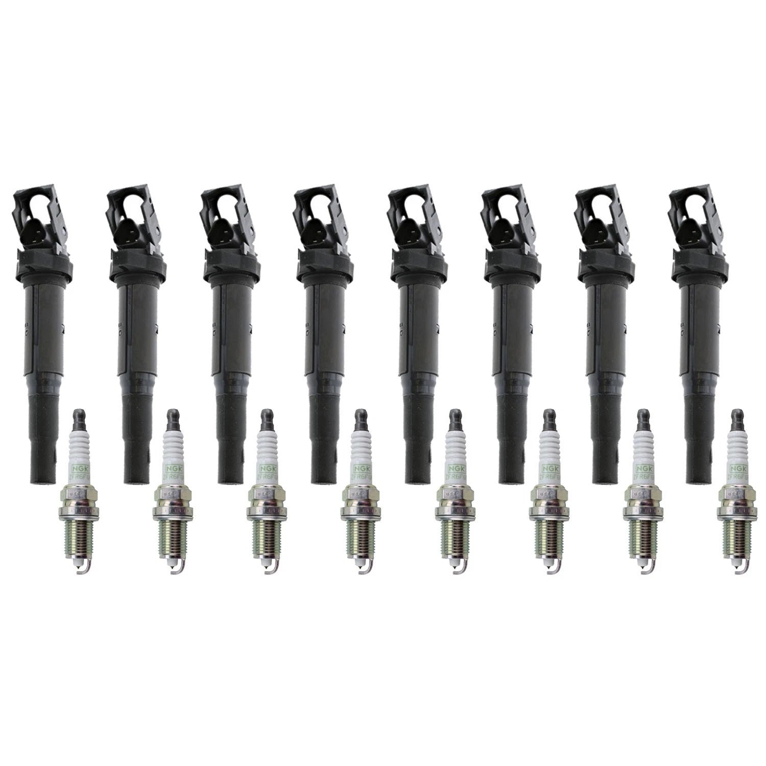 Set of 8 Ignition Coils & NGK G-Power Spark Plugs for BMW E60 E65 E66 E53 (2001–2010)