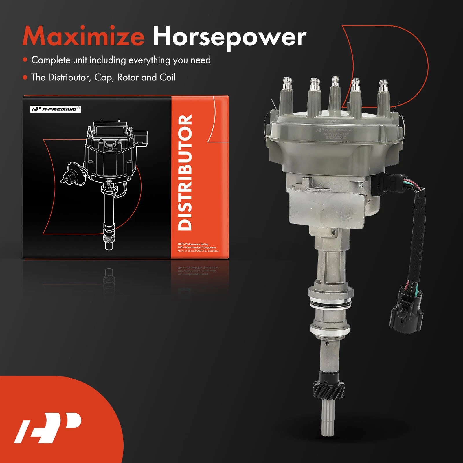 Ignition Distributor with Cap & Rotor for Ford E-150, F-150, F-250