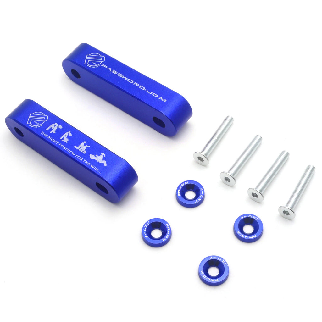 JDM Password Blue Hood Spacer Risers for Acura Integra & Civic (1988-2001)