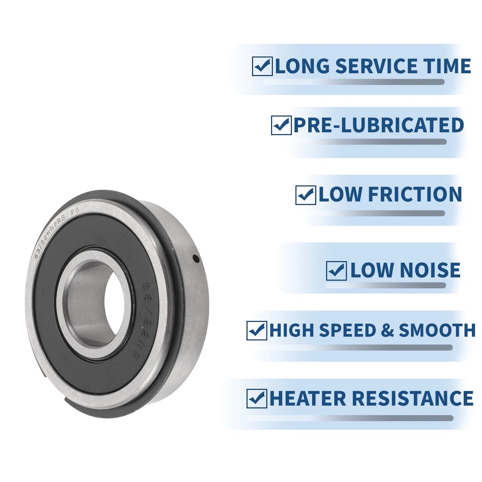 Deep Groove Ball Bearing 22x56x16mm for Scooter Skateboard (63/22NR2RS)