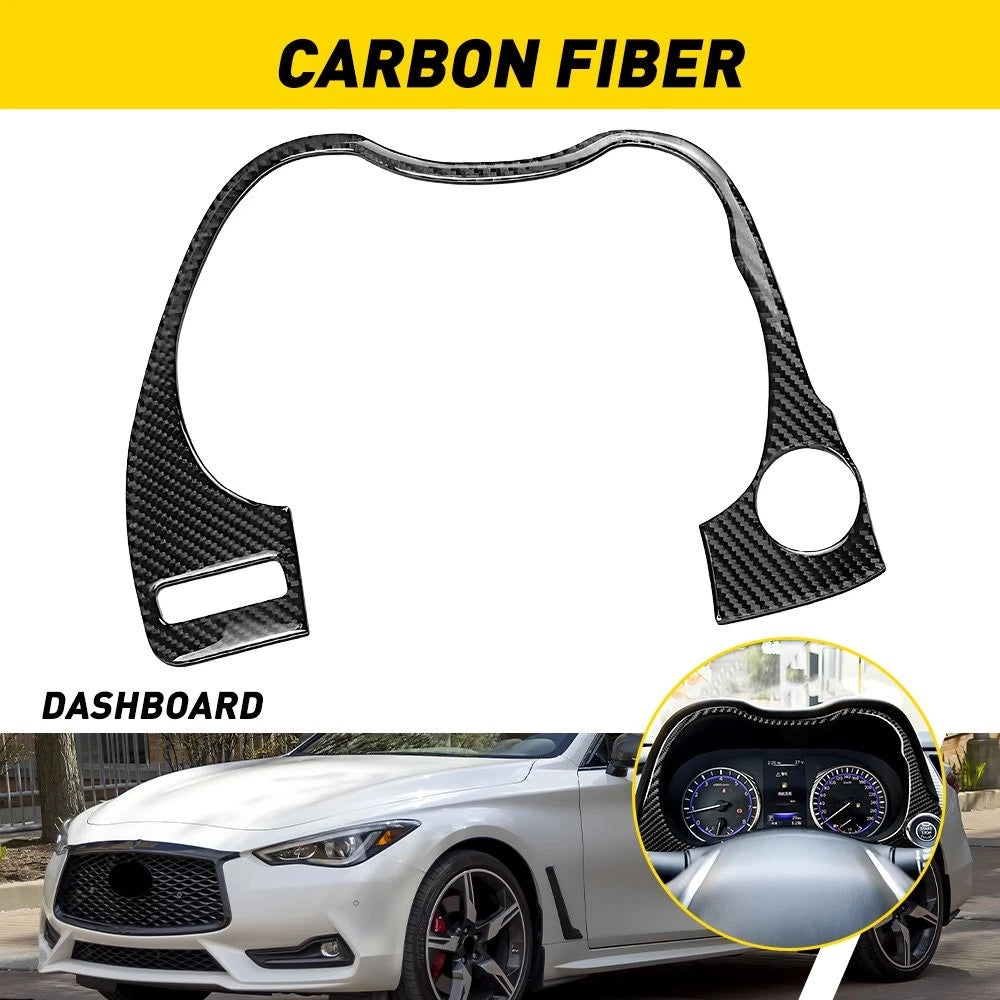 Carbon Fiber Dashboard Frame Cover Trim for Infiniti Q50 Q60 (2014–2020)