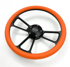 14 Inch Black 5 Hole Slotted Steering Wheel for Universal Fit Cars (—)