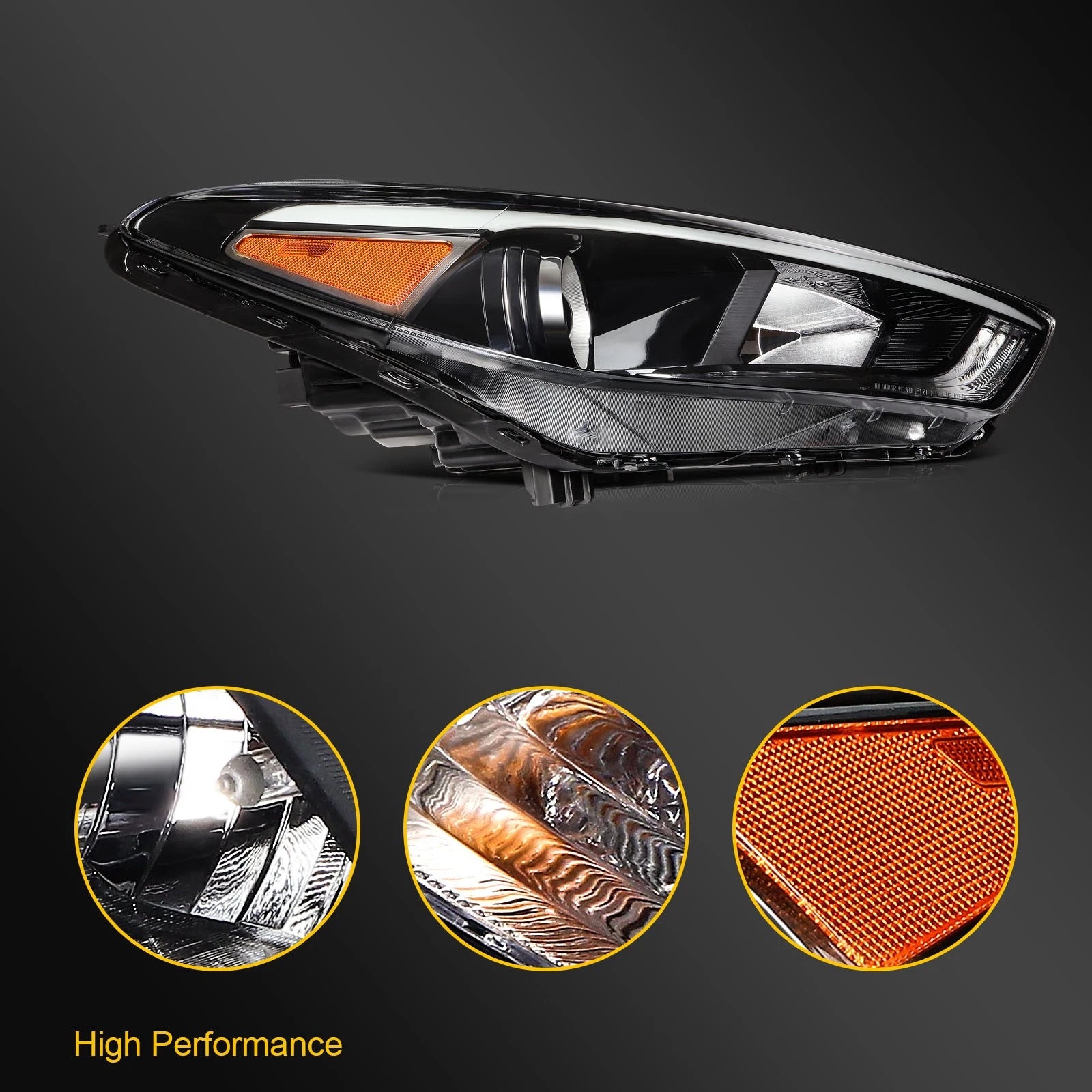 Headlight Assembly for Hyundai Tucson (2016–2018) Right Side with Bulbs