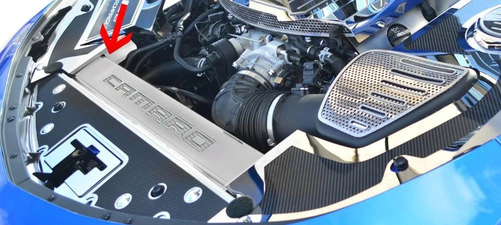 Carbon Fiber Front Header Plate with White Vinyl for Chevrolet Camaro (2016–2020)