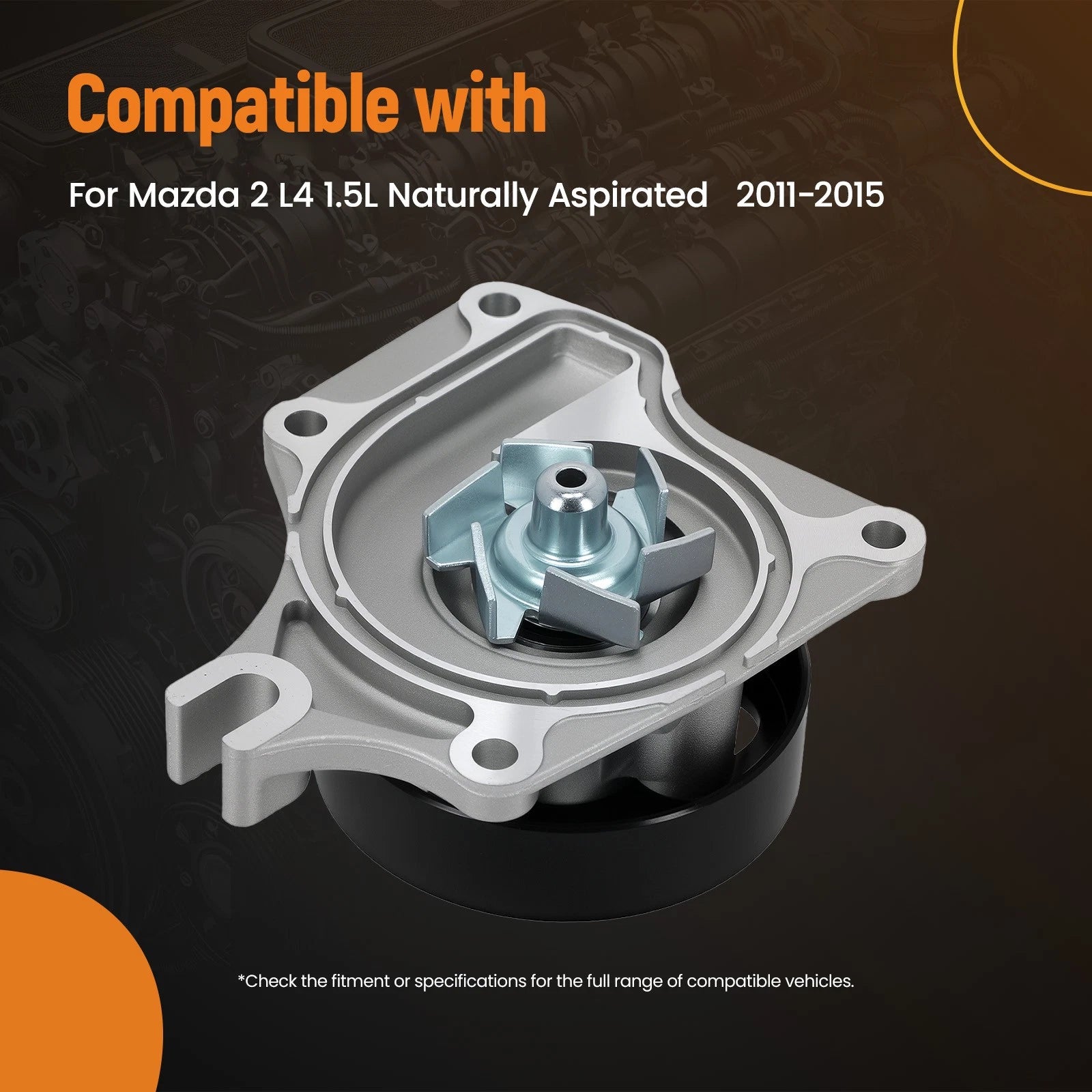 Aluminum Coolant Water Pump for Mazda 2 L4 1.5L (2011–2015) ZJ0115010C 145-1570